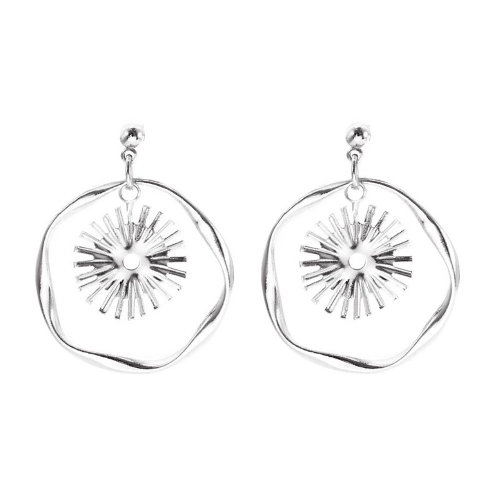 *BERENICE* Silver Irregular Sun Pattern Earrings